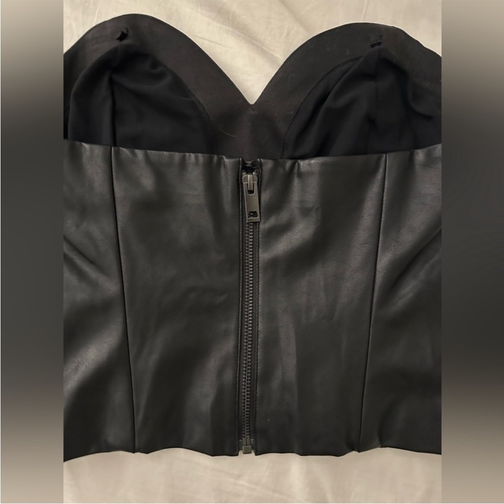 Black Strapless Leather Top - Picture 3 of 8